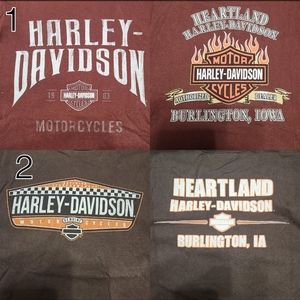 2 men's long sleeved Harley Davidson t-shirts